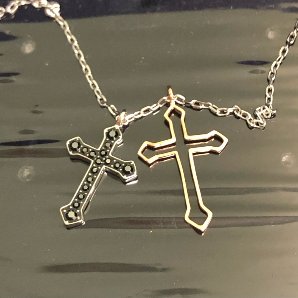 Swarovski | Mini Cross Necklace | Mixed Metal | One Size  (PM119)